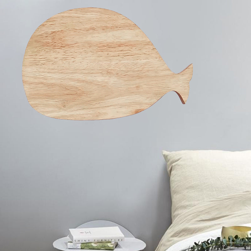 Frendorf | Schwarz/Weiß/Beige Wal Wandbeleuchtung Cartoon Holz LED Wandlampe mit/ohne Uhr in Warm/Weiß Licht