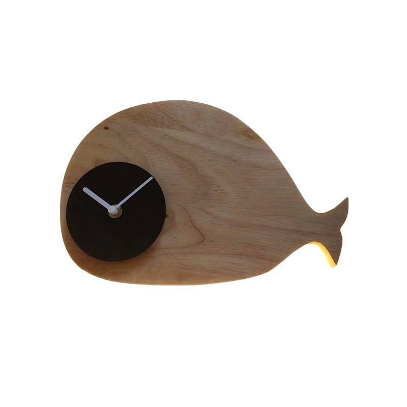 Frendorf | Schwarz/Weiß/Beige Wal Wandbeleuchtung Cartoon Holz LED Wandlampe mit/ohne Uhr in Warm/Weiß Licht