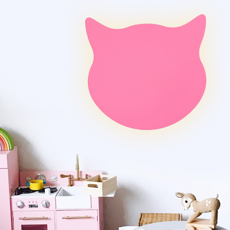 Frendorf | Kat Kop Mini Wandlamp Cartoon Houten Kleuterschool LED Opbouw Wandlamp in Roze/Blauw/Geel