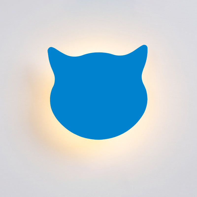 Frendorf | Kat Kop Mini Wandlamp Cartoon Houten Kleuterschool LED Opbouw Wandlamp in Roze/Blauw/Geel