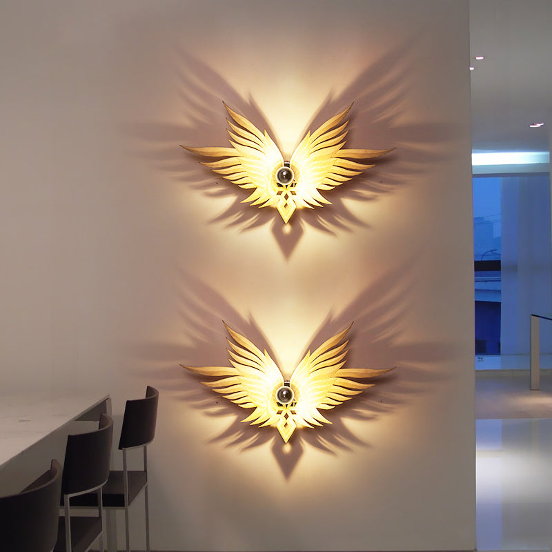 Frendorf | Houten Gegraveerde Adelaars Wandlamp Nordic Enkel Beige/Goud/Koffie Wandlamp Verlichting voor Zitkamer