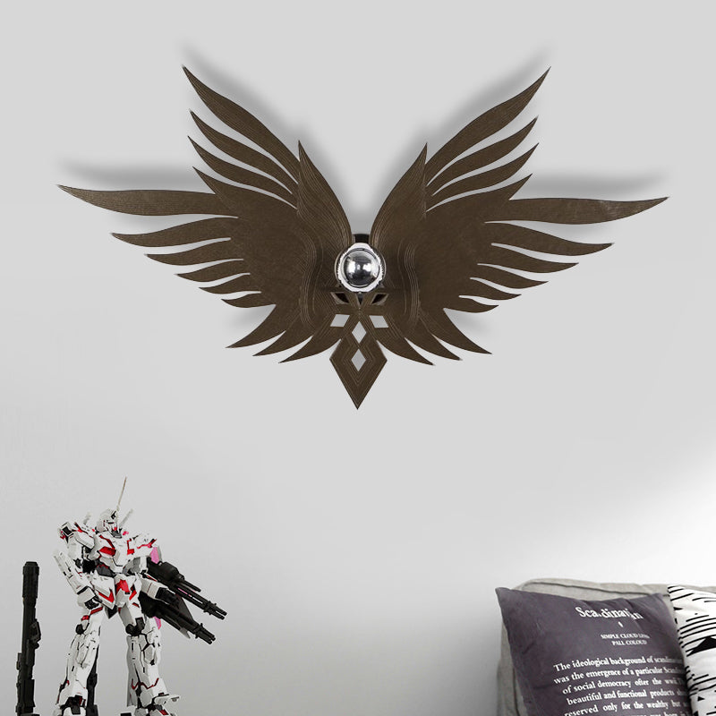 Frendorf | Houten Gegraveerde Adelaars Wandlamp Nordic Enkel Beige/Goud/Koffie Wandlamp Verlichting voor Zitkamer