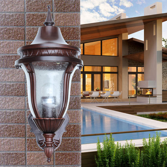 Frendorf | 1 Glühbirne Klar Seedy Glas Wandlampe Retro Rost Urne Schirm Außen Wandbeleuchtung Ideen