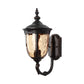 Frendorf | 1 Licht Wandgemonteerde Lamp Traditionele Urn Schaduw Amber Water Glas Wandlamp in Zwart