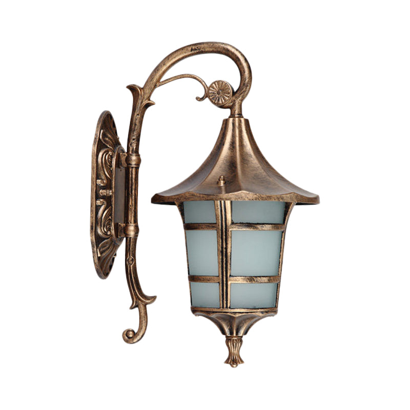 Frendorf | Metaal Zwart/Koffie/Bronze Wandlamp S-vormige Arm 1 Licht Lodge Stijl Wandlamp met Witte Glazen Schaduw