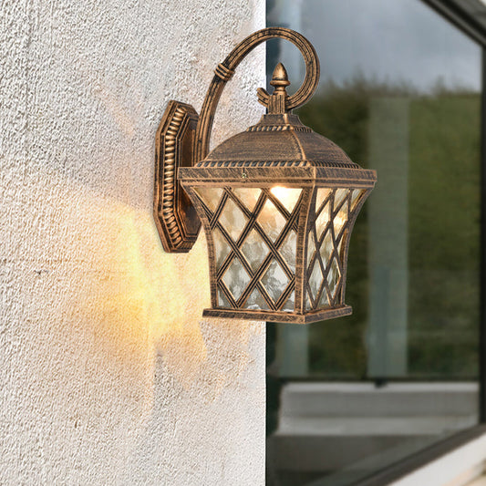Frendorf | 1 Glühbirne Vogelkäfig Wandbeleuchtung Ideen Rustikaler Bronze-Finish Klare Wellen-Glas Wandmontierte Lampe