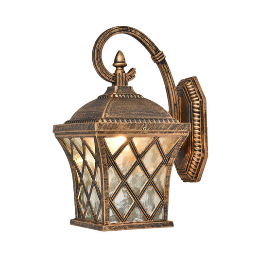Frendorf | 1 Glühbirne Vogelkäfig Wandbeleuchtung Ideen Rustikaler Bronze-Finish Klare Wellen-Glas Wandmontierte Lampe
