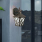 Frendorf | 1-Head Frosted Glass Wandlamp Verlichting Traditionele Donker Koffie Lantaarn Buiten Wandlamp Fixture