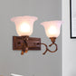 Frendorf | 1/2-Licht Elfenbein Glas Wandleuchte Retro Kaffee Blüte Wohnzimmer Wandmontierte Leuchte