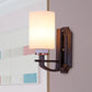 Frendorf | Milky Glass Cylinder Wandlamp Antiek 1/2-Kop Woonkamer Wandverlichting Fixture in Zwart