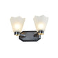 Frendorf | Tapered Milkglas Wandverlichting Retro 1/2 Bulbs Woonkamer Wandlamp in Zwart met Metalen Rechte Arm