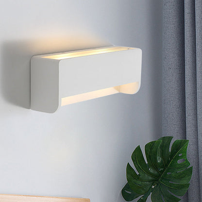 Frendorf | 1-Birnen Nachttisch LED Wandbeleuchtung Modernismus Weiß Finish Wandleuchte mit rechteckigem Gips-Schirm