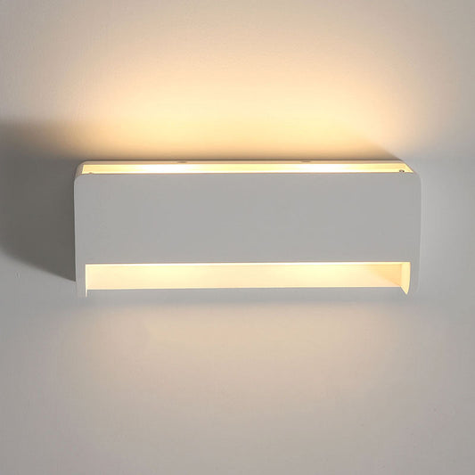 Frendorf | 1-Birnen Nachttisch LED Wandbeleuchtung Modernismus Weiß Finish Wandleuchte mit rechteckigem Gips-Schirm