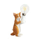 Tabby Cat Halter Tischlampe Kinder Eisen 1 Glühbirne Schwarz/Gelb/Blau Nachttischlicht mit Nackter Glühbirnen-Design