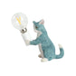 Tabby Cat Halter Tischlampe Kinder Eisen 1 Glühbirne Schwarz/Gelb/Blau Nachttischlicht mit Nackter Glühbirnen-Design