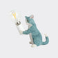 Tabby Cat Halter Tischlampe Kinder Eisen 1 Glühbirne Schwarz/Gelb/Blau Nachttischlicht mit Nackter Glühbirnen-Design