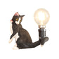 Tabby Cat Halter Tischlampe Kinder Eisen 1 Glühbirne Schwarz/Gelb/Blau Nachttischlicht mit Nackter Glühbirnen-Design