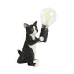 Tabby Cat Halter Tischlampe Kinder Eisen 1 Glühbirne Schwarz/Gelb/Blau Nachttischlicht mit Nackter Glühbirnen-Design