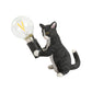 Tabby Cat Halter Tischlampe Kinder Eisen 1 Glühbirne Schwarz/Gelb/Blau Nachttischlicht mit Nackter Glühbirnen-Design