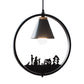 Eisen Kegel Schirm Pendelleuchte Nordic 1 Glühbirne Schwarz/Weiß Hängelampe mit Papier Schnitt Dekoration