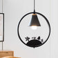 Eisen Kegel Schirm Pendelleuchte Nordic 1 Glühbirne Schwarz/Weiß Hängelampe mit Papier Schnitt Dekoration