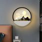 Metall Runde Wandbeleuchtung Idee Modernistisch LED Schwarze Wandlampe Wandleuchte mit Reh und Mädchen/Adler/Windmühle Design