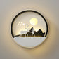Metall Runde Wandbeleuchtung Idee Modernistisch LED Schwarze Wandlampe Wandleuchte mit Reh und Mädchen/Adler/Windmühle Design