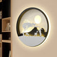 Metall Runde Wandbeleuchtung Idee Modernistisch LED Schwarze Wandlampe Wandleuchte mit Reh und Mädchen/Adler/Windmühle Design