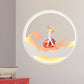 Frendorf | Witte Wolk Wandlamp Verlichting Hedendaagse LED Acrylaat Ring Wandlamp Fixture met Meisje/Bear/Kleine Monnik Deco