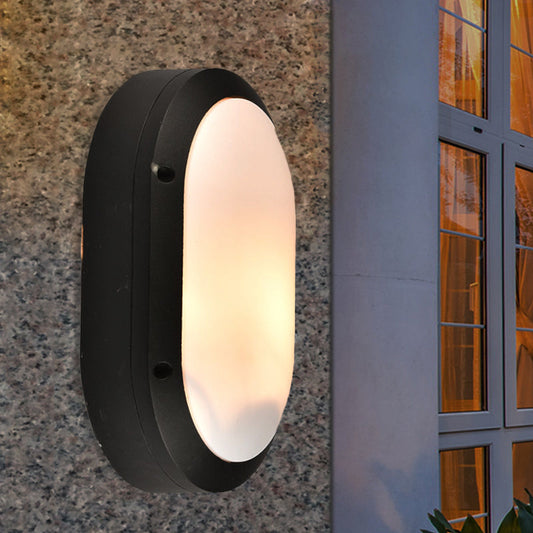 Frendorf | 1 Licht Wandleuchte Klassischer Stil Elliptische Opale Glas Wandmontage Beleuchtung in Schwarz mit/ohne Rahmen