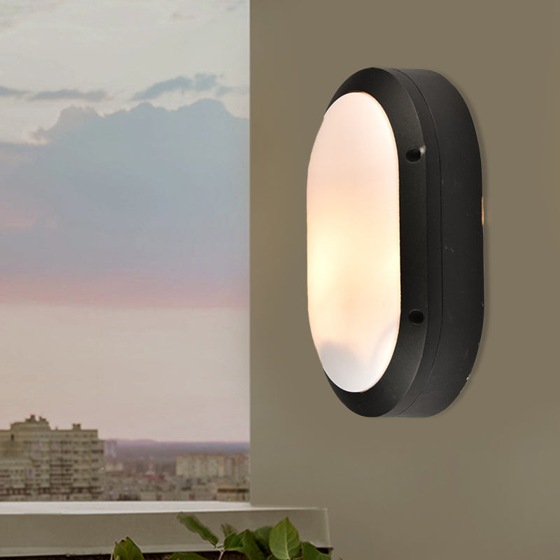 Frendorf | 1 Licht Wandleuchte Klassischer Stil Elliptische Opale Glas Wandmontage Beleuchtung in Schwarz mit/ohne Rahmen