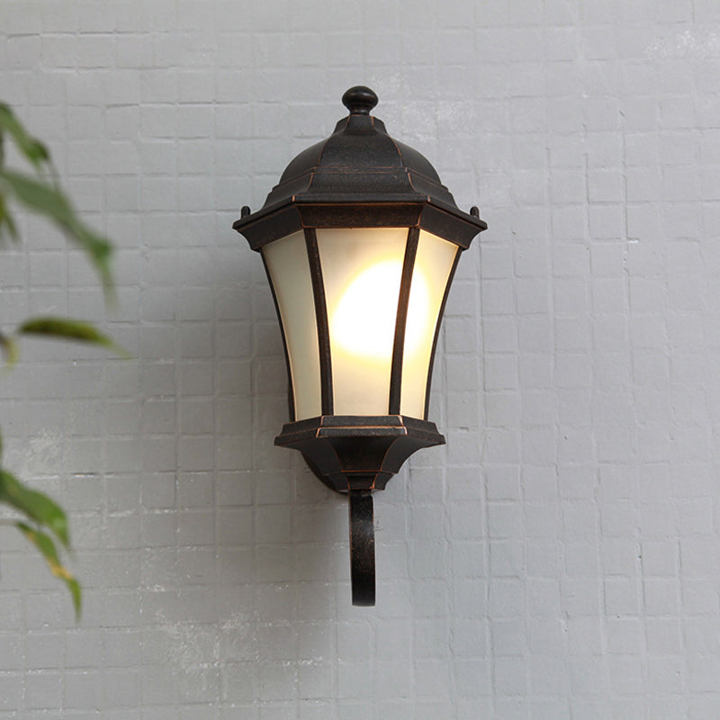 Frendorf | Frosted Glass Zwarte Wandlamp Lanternvorm 1 Kop Traditionele Wandlamp