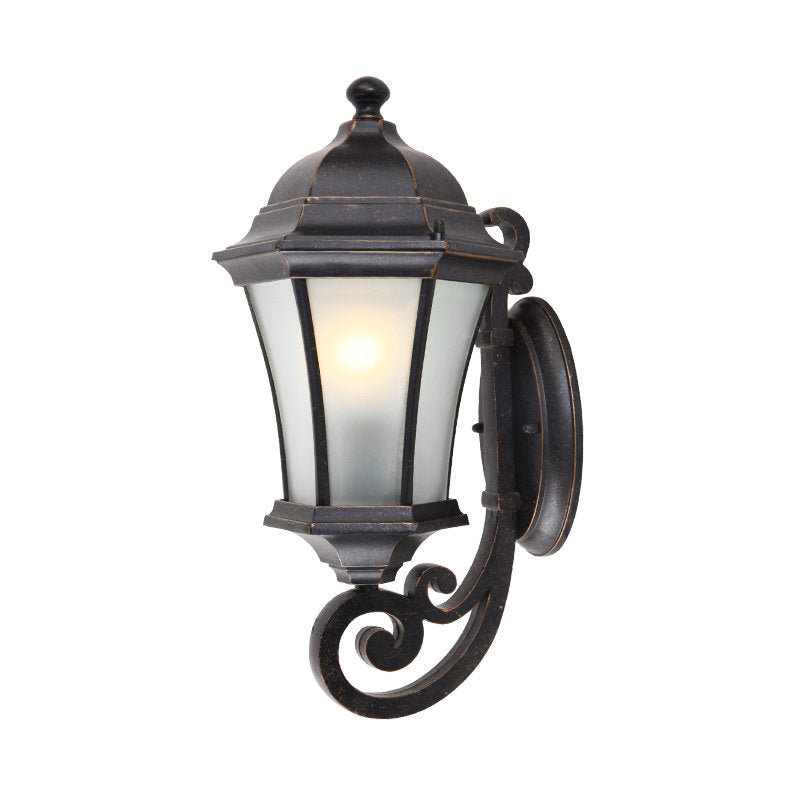 Frendorf | Frosted Glass Zwarte Wandlamp Lanternvorm 1 Kop Traditionele Wandlamp