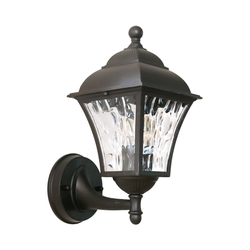 Frendorf | 1-Pear Wall Lighting Fixture Country House Garden Wall Light with Lantern Clear Glass-Dimpled Shade in Dark Coffee