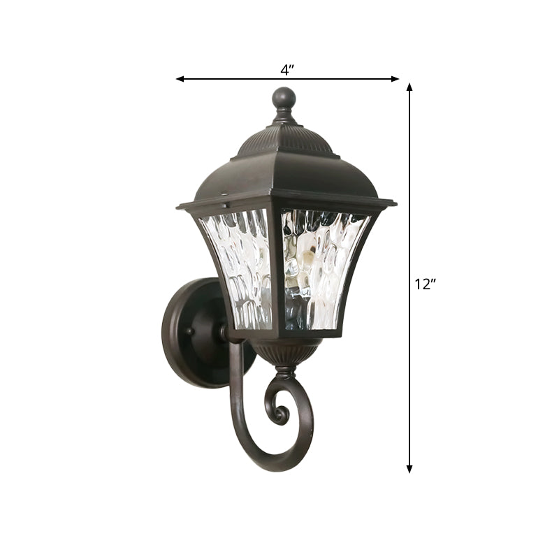Frendorf | 1-Pear Wall Lighting Fixture Country House Garden Wall Light with Lantern Clear Glass-Dimpled Shade in Dark Coffee