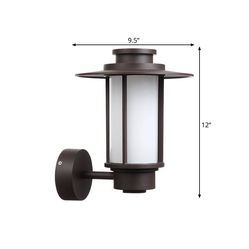 Frendorf | 1 Licht Weißes Glas Wandmontage Beleuchtung Lodge Stil Kaffee Finish Außen Wand Scone Licht