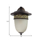 Frendorf | 1-Head Wandmontage Licht Rustic Verlengd Koepel Bevroren Glas Wandlamp in Zwart voor Buiten