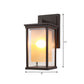 Frendorf | 1 Glühbirne Wandlicht Lodge Yard Amberglas Wandleuchte mit rechteckigem klarem Glasschirm in Schwarz