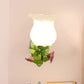Frendorf | 1 Lichtsconces Lichtarmatuur met Bloem Glas Rustieke Slaapkamer Wandlamp met Bloei Deco in Wit/Groen