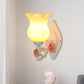Frendorf | 1 Lichtsconces Lichtarmatuur met Bloem Glas Rustieke Slaapkamer Wandlamp met Bloei Deco in Wit/Groen