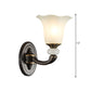 Frendorf | Antiqued Flower Up Wandlamp 1/2-Licht Frosted Glass Wandbevestigde Lamp in Zwart en Goud