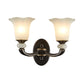 Frendorf | Antiqued Flower Up Wandlamp 1/2-Licht Frosted Glass Wandbevestigde Lamp in Zwart en Goud