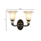 Frendorf | Antiqued Flower Up Wandlamp 1/2-Licht Frosted Glass Wandbevestigde Lamp in Zwart en Goud