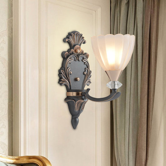 Frendorf | 1/2 Lampen Wandbeleuchtung Idee Vintage Kegel Weiß Rippenglas Wandmontierte Lampe für Wohnzimmer
