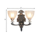 Frendorf | 1/2 Lampen Wandbeleuchtung Idee Vintage Kegel Weiß Rippenglas Wandmontierte Lampe für Wohnzimmer