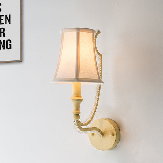 Frendorf | 1/2-Bulb Wandverlichting Ideeën Rustieke Geplankte Bel Stof Wandlamp in Beige/Verouderd Zilver met Kristallen Druppel