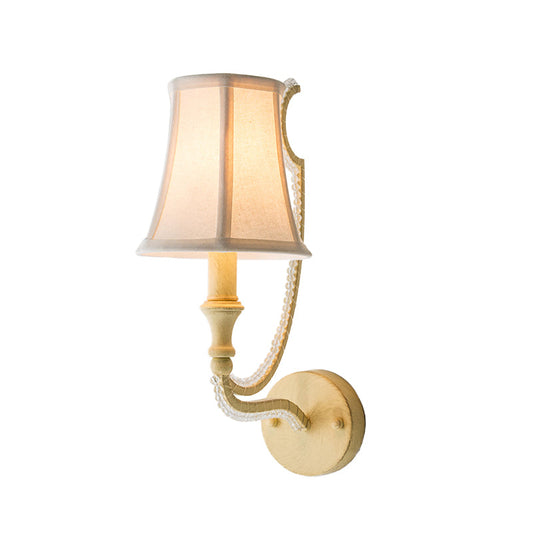 Frendorf | 1/2-Bulb Wandverlichting Ideeën Rustieke Geplankte Bel Stof Wandlamp in Beige/Verouderd Zilver met Kristallen Druppel