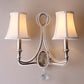 Frendorf | 1/2-Bulb Wandverlichting Ideeën Rustieke Geplankte Bel Stof Wandlamp in Beige/Verouderd Zilver met Kristallen Druppel