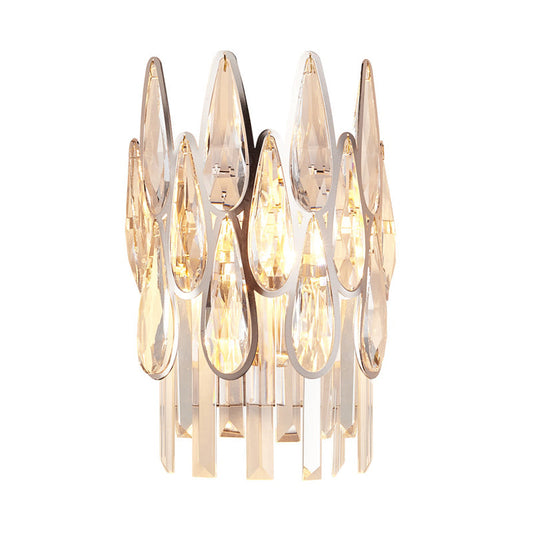 Frendorf | 2 Lichter Tropfen Wandleuchte Sconce Einfachheit Gold Finish Klare Kristall Wandlampe mit Halbkreis-Design