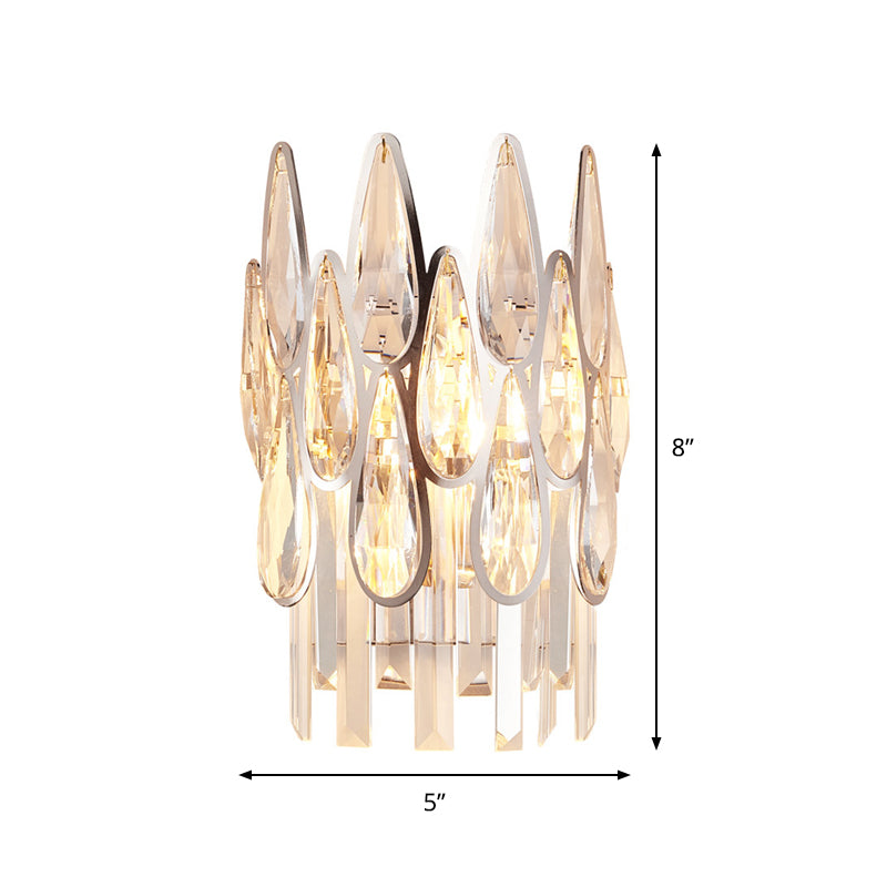 Frendorf | 2 Lichter Tropfen Wandleuchte Sconce Einfachheit Gold Finish Klare Kristall Wandlampe mit Halbkreis-Design